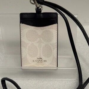 Coach Chalk color Signature C Lanyard/ID, Badge Holder EUC